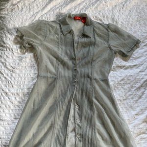 Sheer blue-grey button-up dress